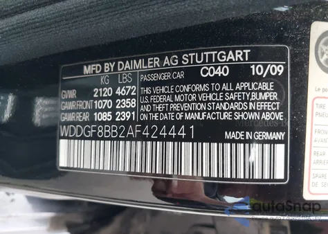 2010 Mercedes-Benz C 300 Luxury 4Matic/Sport 4Matic from USA, damaged, VIN WDDGF8BB2AF424441